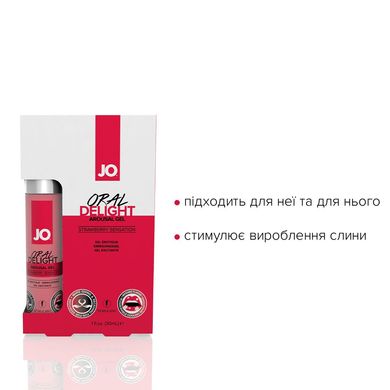 Гель для оральних пестощів JO Oral Delight — Strawberry Sensation (30 мл), ефект холод-тепло