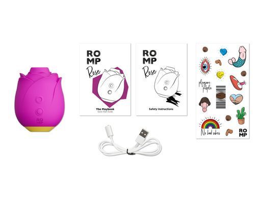 Шикарний вакуумний кліторальний стимулятор Romp Rose Pink, у вигляді троянди