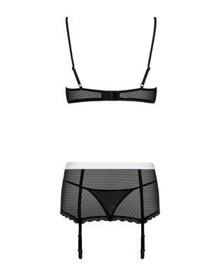 Эротический костюм горничной Obsessive Maidme set 5pcs L/XL, бюстгальтер, пояс с фартуком, чулки, ст