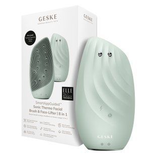 Очищувальна щітка для обличчя GESKE Sonic Thermo Facial Brush&Face-Lifter 8в1 green