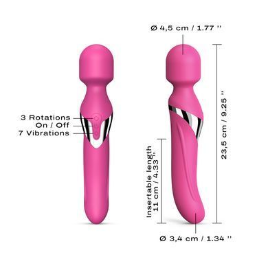 Вибромассажер 2в1 Dorcel Dual Orgasms Magenta классический массажер и вибратор с жемчужным массажем