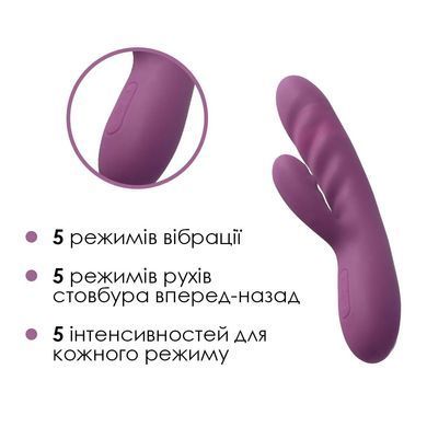 Вібратор-кролик Svakom Avery Lilac зі стовбуром, що рухається, рух вперед-назад