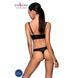 Комплект з екошкіри з люверсами та ремінцями Passion MALWIA BIKINI XXL/XXXL, black, бра та трусики
