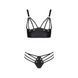Комплект з екошкіри з люверсами та ремінцями Passion MALWIA BIKINI XXL/XXXL, black, бра та трусики