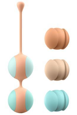 Вагінальні кульки Liebe Kewos &mdash; Peach/Mint, 5 кульок у комплекті, 15, 25, 35, 45 та 55 г