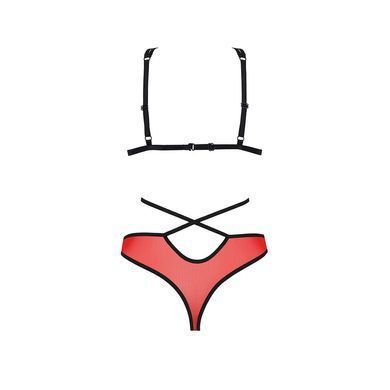 Комплект білизни Passion PEONIA SET XXL/XXXL red, бра, трусики