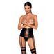 Пояс-корсет з екошкіри Passion CELINE SET L/XL, black, шнурівка, знімні пажі для панчіх, стрінги