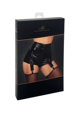 Шортики Noir Handmade F325 Glam, S, black, вініл, висока талія, кріплення для панчіх, з доступом
