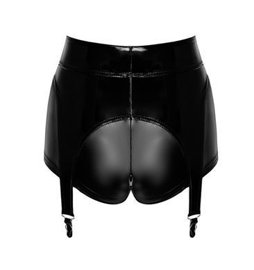 Шортики Noir Handmade F325 Glam, S, black, вініл, висока талія, кріплення для панчіх, з доступом