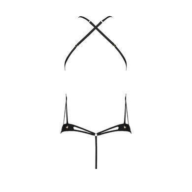Боди с открытым доступом Passion TASMINA BODY S/M, black, экокожа, шнуровки, ажурные кружева
