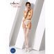 Сітчасті панчохи-стокінги Passion S016 One Size, White, імітація ажурного пояса з гартерами