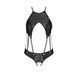 Боди с открытым доступом Passion TASMINA BODY S/M, black, экокожа, шнуровки, ажурные кружева