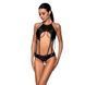Боди с открытым доступом Passion TASMINA BODY S/M, black, экокожа, шнуровки, ажурные кружева