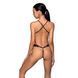 Боди с открытым доступом Passion TASMINA BODY S/M, black, экокожа, шнуровки, ажурные кружева