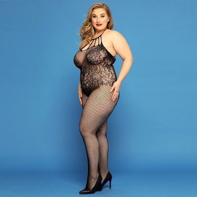 Сетчатый бодистокинг JSY &laquo;Откровенная Мадлен&raquo; Plus Size, Black, имитация боди, кружево, доступ