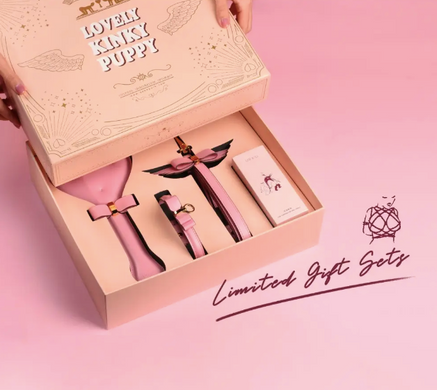 Подарунковий набір BDSM італійська шкіра рожевий Upko lovely kinky Puppy set