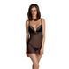 Сорочка Passion DELIENA CHEMISE S/M black, стринги с заниженной талией