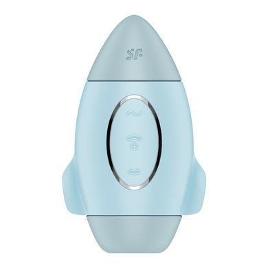 Вакуумний стимулятор з вібрацією Satisfyer Mission Control Blue, 2 незалежні мотори