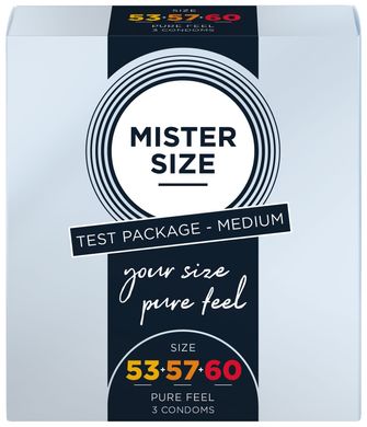 Набір презервативів Mister Size - pure feel - 53–57–60 (3 condoms), 3 розміри, товщина 0,05 мм