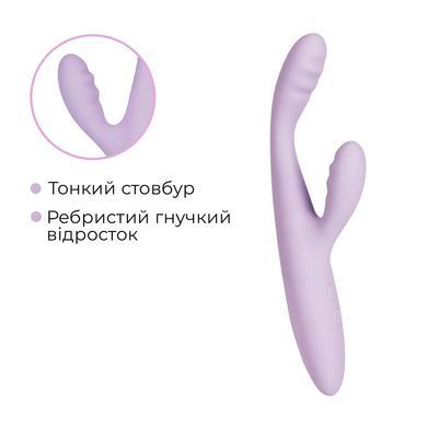 Тонкий кролик-вібратор Svakom Cici+ 2 Lilac, керування зі смартфона, підігрів до 38 &deg;C