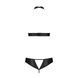Комплект відкритий топ та трусики з екошкіри з люверсами Passion MALWIA SET with Open Bra L/XL black
