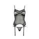 Корсет с пажами Passion MELANIA CORSET S/M, black, трусики, полупрозрачный