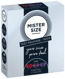 Набір презервативів Mister Size - pure feel - 60–64–69 (3 condoms), 3 розміри, товщина 0,05 мм