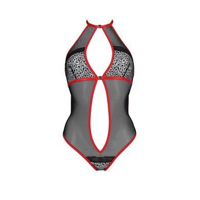 Сетчатое боди с кружевом на груди Passion SATARA BODY L/XL red