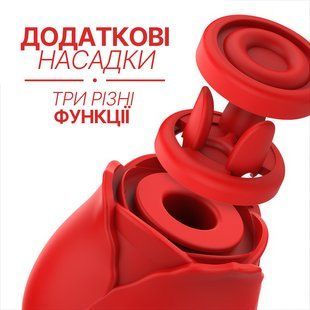 Вакуумний стимулятор клітора з додатковими насадками, 3 в 1 Rose Luxury edition, колір: червоний Mia (Іспанія)