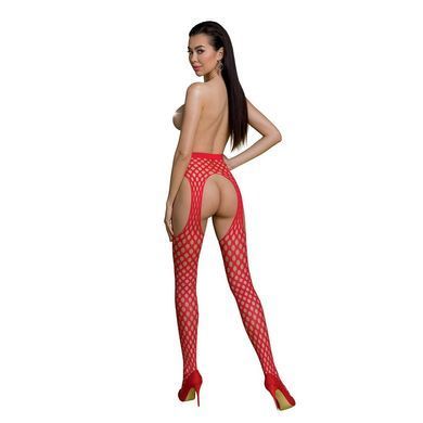 Еротичні колготки-бодістокінг Passion ECO S003 red, з доступом, імітація підв&rsquo;язок