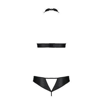 Комплект открытый топ и трусики из эко-кожи с люверсами Passion MALWIA SET Open Bra XXL/XXXL black