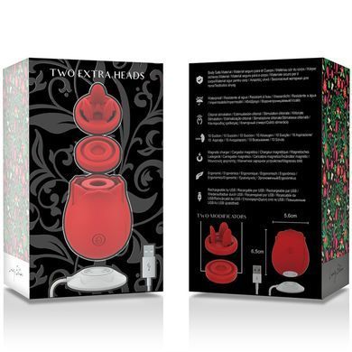 Вакуумний стимулятор клітора з додатковими насадками, 3 в 1 Rose Luxury edition, колір: червоний Mia (Іспанія)