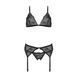 Комплект с открытым доступом Passion DELIENA SET XXL/XXXL black, лиф, стринги, пояс для чулок