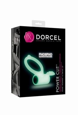 Ерекційне кільце Dorcel Power Clit White PHOSPHO з вібрацією, біле, світиться в темряві