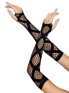 Длинные митенки Leg Avenue Faux wrap net arm warmers One size Black, крупная сетка