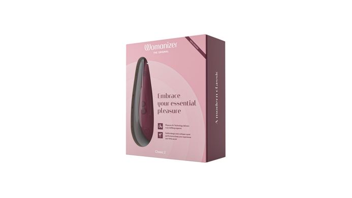 Вакуумный клиторальный стимулятор Womanizer Classic 2 - Bordeaux, 10 режимов, функция Afterglow