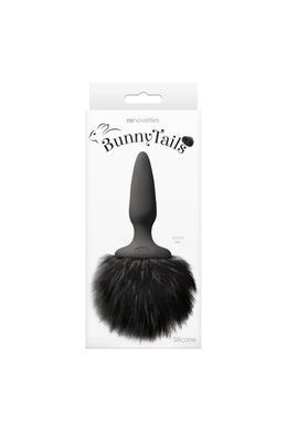 Анальна пробка з м'яким пухнастим хвостом кролика BUNNY TAILS MINI BLACK BLACK FUR