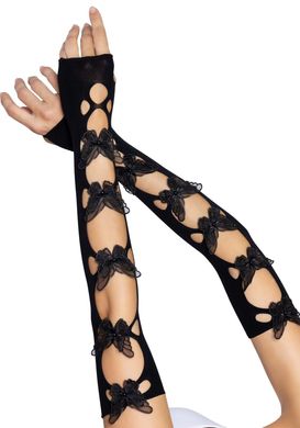 Мітенки Leg Avenue Butterfly applique arm warmers Black, метелики