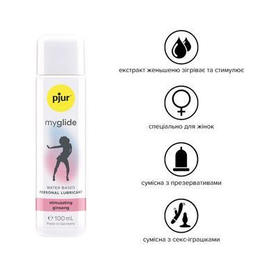 Возбуждающая смазка на водной основе pjur my glide 100 мл, с женьшенем, согревает