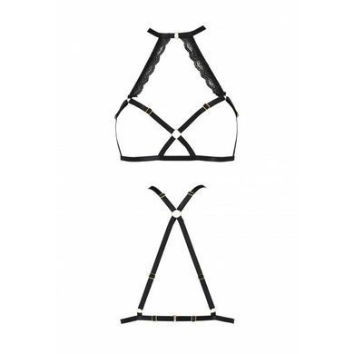 Портупея из стреп с кружевом Passion Exclusive LORRY BRA XXL/XXXL, black, стринги в комплекте