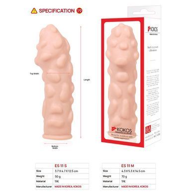 Насадка на член Kokos Extreme Sleeve ES.11 размер M, утолщающая, стимулирующий рельеф