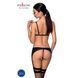 Комплект из эко-кожи Passion MILEY SET S/M, black, трусики, бюстгальтер, пояс для чулок