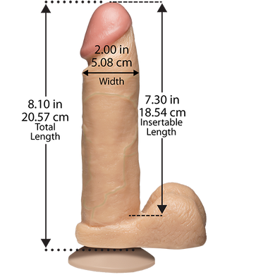 Фалоімітатор Doc Johnson The Realistic Cock 8 inch White - PVC, Vack-U-Lock, діаметр 5,1 см