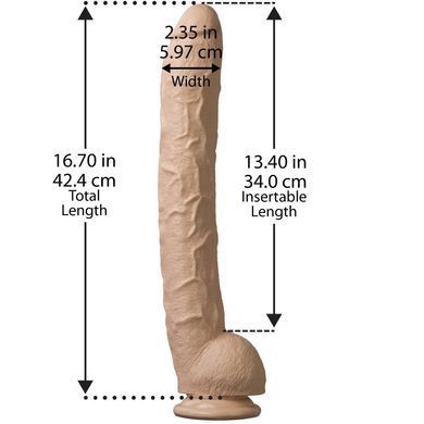 Фалоімітатор Doc Johnson Dick Rambone Cock White (в ПЕ пакеті!), Діаметр 6 см, довжина 42 см, ПВХ