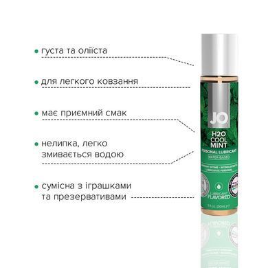 Змазка на водній основі JO H2O &mdash; Cool Mint (30 мл) без цукру, рослинний гліцерин