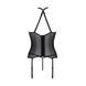Корсет с пажами Passion SATARA CORSET S/M black, стринги, кружево, застежки спереди и сзади