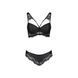Комплект з еко-шкіри та мережива Passion LOONA SET S/M, black, бра і трусики