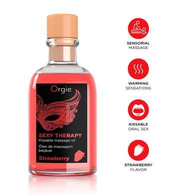 Набор для массажа Orgie &ndash; Sexy Therapy Strawberry (100 мл), съедобное разогревающее масло + перышко