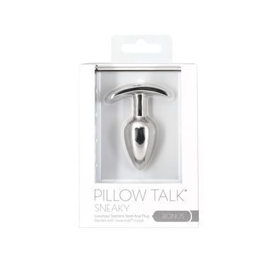 Анальная пробка Pillow Talk Sneaky Luxurious Stainless Steel Anal Plug с кристаллом Swarovski
