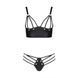 Комплект из экокожи Passion MALWIA BIKINI 4XL/5XL black, с люверсами и ремешками, бра, трусики